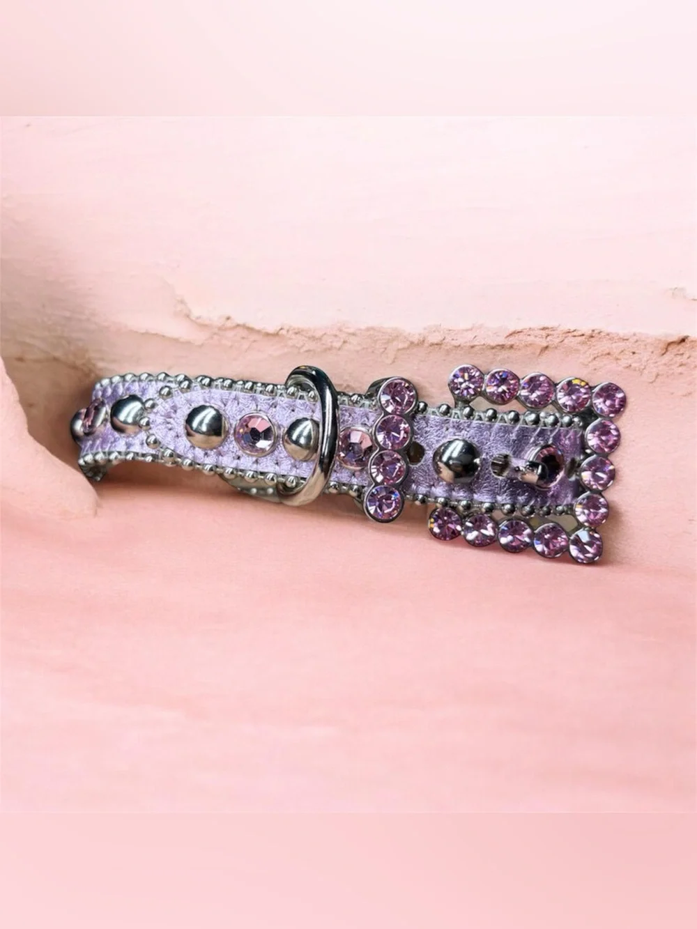 Authentic B.B. Simon Pink Swarovski Crystal Leather Dog Collar SZ Small Designer